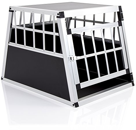 Cozy Pet Aluminium Car Dog Crate – 17 Sizes – Angled Car Boot Travel Cage – Lightweight Metal Dog Carrier - W 54 x D 69 x H 50cm ACDC01