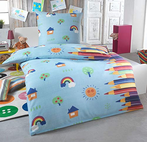DreamHome - Juego de ropa de cama de 2 piezas para niños (forro polar, 135 x 200 cm, funda de almohada de 80 x 80 cm), diseño de unicornio