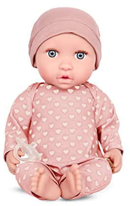 Babi - Baby-Puppe - Grau-Blaue Augen & Rosa Mütze - 36 cm Neugeborenes Baby Puppe - Grau-Blaue Augen & mittel-Heller Hautton - 2 Jahre +