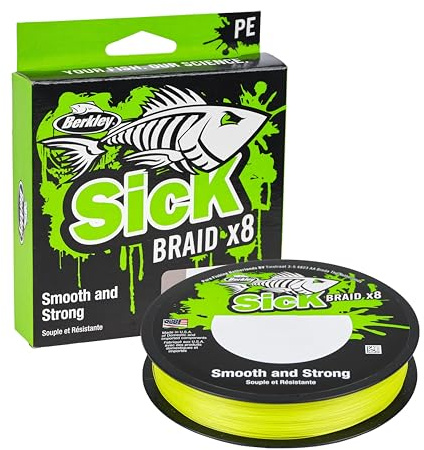 BERKLEY Sick Braid Línea Trenzada, Unisex, Amarillo de Alta Visibilidad, 0.33mm | 38.1kg | 83lb | 300m | 330yd