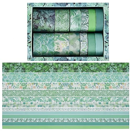 YMWALK Washi Tape, 12 rotoli di nastro decorativo, nastro adesivo floreale colorato per scrapbooking, confezione regalo e decorazioni natalizie fai da te (colore-07)