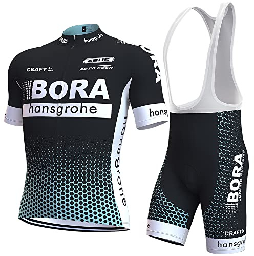 louizumify Maillot Ciclista Profesional de Manga Corta para Hombre, Material de Alto Rendimiento, Transpirable y con protección Solar, Secado rápido, 3 Bolsillos Traseros