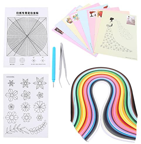 QANYEGN Papper Quilling Kit, Quilling Papper Mallar, 6 I 1 Set Med Quilling Verktyg, Quilling Mönster Och Mallar, För Pappershantverk