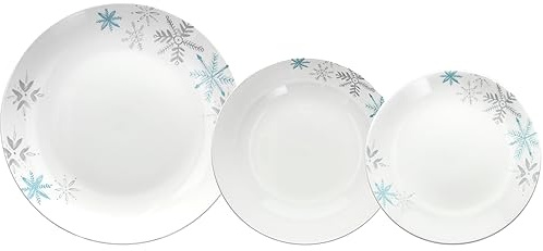 Tognana Snowflake Tallrik för 6 personer, 18 stycken, porslin, vit