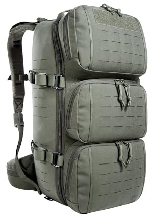 Tasmanian Tiger TT Modular Combat Pack 24 SL IRR größenverstellbarer Militär Tages-Rucksack, Daypack mit Organizer und vielen Fächern, Molle-kompatibel; Steingrau-Oliv IRR