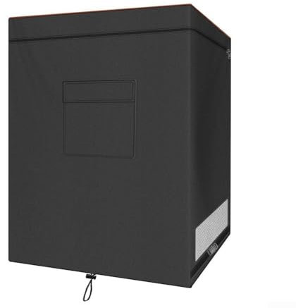 Eawfgtuw Waterproof Chest Freezer Cover 210D Oxford Cloth Protective Refrigerator Dust Cover with Ventilation Mesh Bottom Elastic Hem Adjustable Buckles Storage Pockets, 71x58x86cm, Black