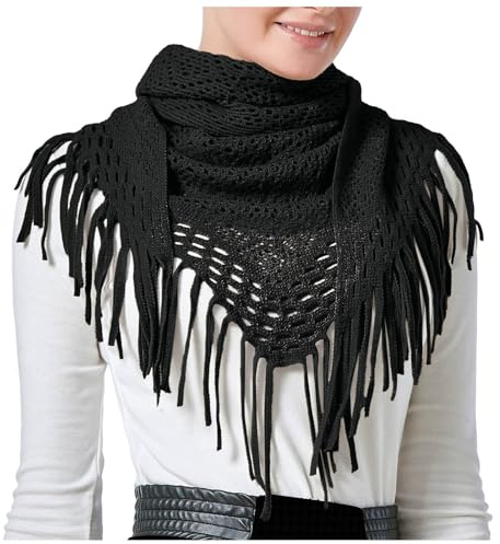 Winter Scarfs for Women Triangle Scarf Winter Solid Color Knitted Shawl Triangle Warm Wraps Ladies Soft Blanket Scarves Warm Large Triangle Shawl Wrap Ladies Scarves Gifts for (Black, One Size)