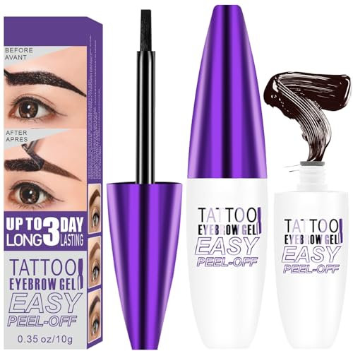 Gel Teinté pour Sourcils, Peel Off Tattoo EyebrowGel, Gel de Teinture Sourcils Imperméable, Ge-l de Teinture pour Brow Semi-Permanent, Longue Durée et Anti-Transfert qui dure 3 Jours (#3)