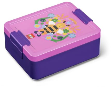 Room Copenhagen Fiambrera LEGO con compartimentos, diseño icónico, duradero y divertido para niños, color morado, apto para lavavajillas, perfecto para preparar comidas, aperitivos y viajes