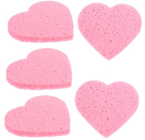 SOIMISS 5stücke Herzförmige Gesichtsschwämme Aus Zellstoffbaumwolle Make-up-entferner-pads Sanft Zur Haut Für Gesichtsreinigung Und Peeling Wiederverwendbar