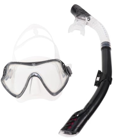 Kisangel Masque De Snorkeling Complet Silicone avec Tuba Large Vue Et Valve Anti-refoulement Kit Plongée Unisexe Transparent Noir pour Natation Et Activités sous-Marines