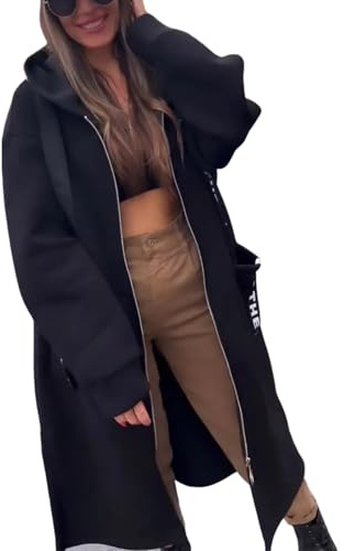 Hiseng Felpa Donna con Zip Cappotto, Stile Classico Felpe con Cappuccio Giacca Sportiva Ladies Manica Lunga Hoodie Ragazza Autunno Primavera Sweatshirt S-5XL