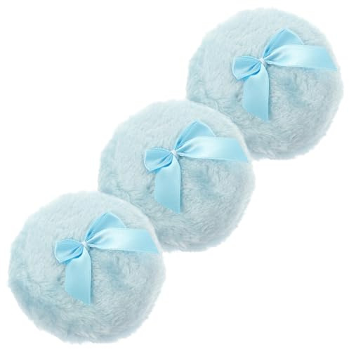 Cabilock 3 Piezas de Borlas de Polvo Corporal para Bebés, Suaves y Esponjosas Lazo de Seda, Ideales para Aplicar Polvo Antiprurito en Casa o Baño