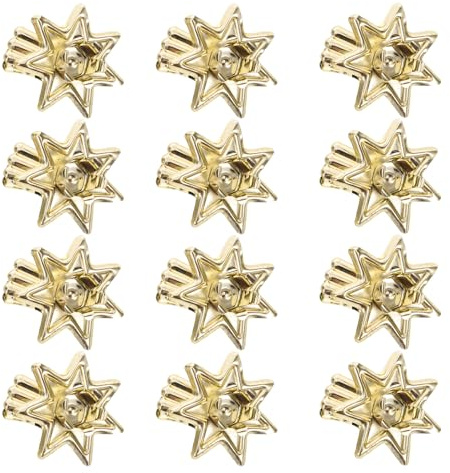 VALICLUD Lot de 12 Clips Porte-Bougie en Métal Doré Forme Étoile Clips Décoratifs pour Sapin de Noël Accessoires Festifs Anti-Gouttes pour Décoration Intérieure et Fêtes de Fin d'Année