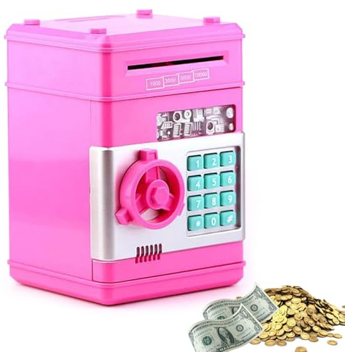 ATM Hucha, Hucha para Billetes Electrónica con Contraseña, Caja de Ahorro Digital, Almacenamiento de Monedas Sueltas con Tarjeta de Débito Caja de Ahorro Bancaria, Caja de Ahorro de Dinero con Código
