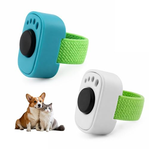 Dongcill Set da 2 Clicker per Cani,Mini Clicker per L'addestramento degli Animali Domestici,con Anello per Dita,Accessorio per Addestramento,per Cane,Gatto,Cavallo (Bianco)
