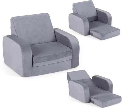 LIFEZEAL Divano per bambini pieghevole 3 in 1, mini divano per bambini pieghevole con fodera rimovibile in velluto cristallo, divano letto in schiuma, poltrona per bambini per camera da letto e sala