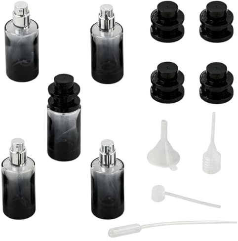 Duronge 5 Pezzi Atomizzatore Profumo, 20 ml Atomizzatori per Profumo in Vetro Sfumato Nero, Boccetta Profumo Ricaricabile, Vaporizzatore Profumo da Ricaricabili per Viaggiare, Festa, Vita Quotidiana