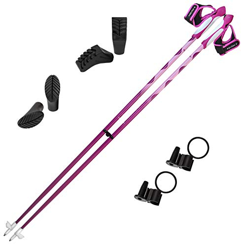 ALPIDEX Nordic Walking Stöcke Ultraleicht Fixlängenstöcke aus Carbon pink Verschiedene Längen inklusive Gummipuffer und Padhalter, Größe:130 cm, Farbe:Pink-Weiß