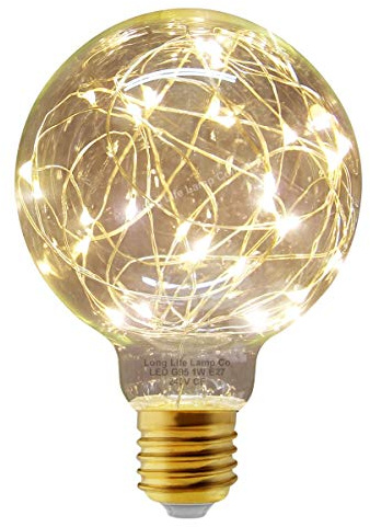Long Life Lamp Company 1w G95 Globe LED Industrial Decorative Light Bulb Coloured Fairy String Filament E27 (Warm)