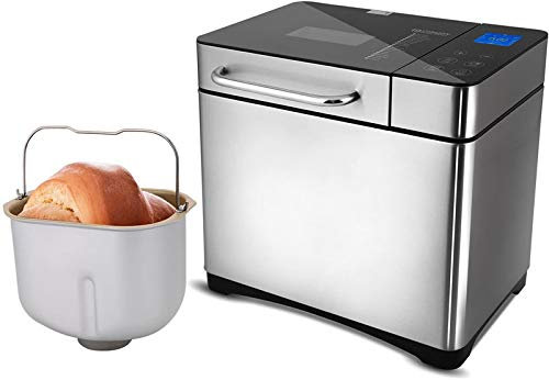 COOCHEER Máquina de Pan 19 programas, máquina automática para pan, varita y yogur, antiadherente, temporizador programable 15h, pantalla retroiluminada azul, sin BPA,certificación FDA