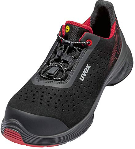 Uvex 68372 Herren gelochter Sicherheitshalbschuh - S1 P SRC ESD - Rot-Schwarz - Gr. 43