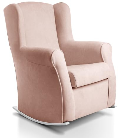 Sueños ZZZ Carla Fauteuil d’allaitement à bascule coloris blanc avec revêtement anti-taches Aqualine Pour chambre, salon ou chambre de bébé Saumon