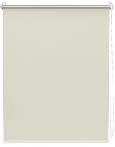 Lichtblick Thermorollo ohne Bohren, Klemmfix, Verdunklungsrollo, Hitzeschutz, Sichtschutz, Wandmontage, Deckenmontage, Rollo für Fenster und Türen Creme,B110 x H150 cm