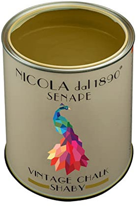 Vernice Vintage Chalk Shabby a Base di Acqua, per Interni ed Esterni, Aspetto Opaco, Made in Italy, Colore Senape - Formato 0,25 lt