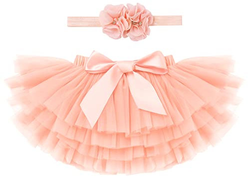 Odizli Tüllrock Baby Mädchen Neugeborenes Halloween Kostüm Windelhose Prinzessin Tütü Bunt Babykleidung+Blume Stirnband 1. 2. 3. Geburtstag Outfit Newborn Fotoshooting Kleidung Hellrosa 0-6 Monate