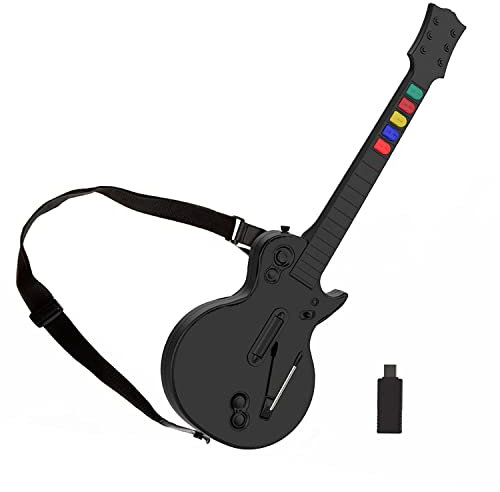 DOYO Controller Guitar Hero per PC e PS3, Chitarra Wireless per Guitar Hero 3/4/5 e Giochi Rock Band 1/2, Chitarra Guitar Hero con Tracolla per Chitarra (Dieci Tasti/Nero)