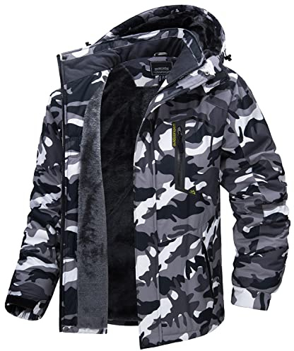 MAGCOMSEN Waterproof Jackets Mens Snow Walking Jacket Outdoor Mountain Jacket Mens Windproof Hiking Jacket with Detachable Hood