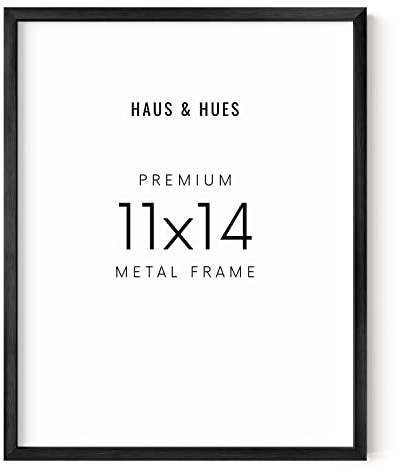 HAUS AND HUES 11x14 Black Metal Picture Frame - Features Premium Aluminum & Hanging Hardware, Shatterproof Plexiglass - Ideal for Home, Room, Office (11x14 in, Black, Set of 1)