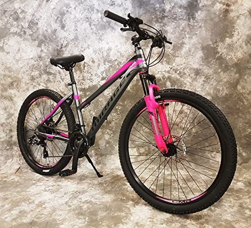 Generisch 26 Zoll Aluminium Damen MTB Gefedert mit 21-Gang Daumenklickkettenschaltung, Scheibenbremsen NEU 2670-ANTRA-PINK Bitte BEACHTEN AB 155 cm KÖPERGRÖSSE GEEIGNET !!!!!!!