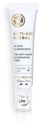Yves Rocher ANTI-AGE GLOBAL - Cuidado Iluminador para Ojos - Tratamiento Anti-Aging para Arrugas y Ojeras - Textura en Gel Ligero para una Sensación Fresca y Agradable - 15 ml
