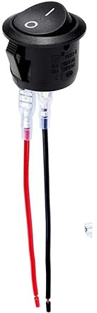 AUTOZOCO Interruptor Redondo Basculante 2 Vías ON/OFF Con Cable, SPST, 3A 250V AC 6A 125V AC, Longitud 205 mm, Negro