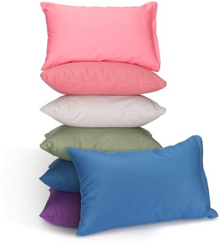 Kigley 6 Pack Mini Pillows for Daycare 9.1 x 13.8'' Small Travel Pillow Bulk Soft Breathable Cotton Pillow for Nap Travel Pet Neck Lumbar Purse Insert(Classic,Dark Color)
