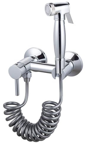 Bidet Handbrause Set Popodusche Waschbeckenbrause Set G1/2” Keramik Ventil Chrom Einzelfunktion Hand Bidet Sprayer Mit Federschlauch Bidets Armatur Dusch Wc Aufsatz Für Persönliche Hygiene WC-Reinigun