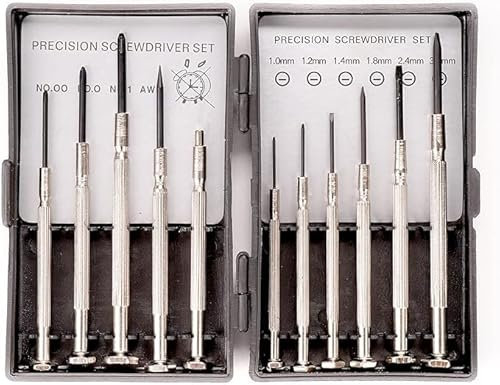 Precision Screwdriver Set 11pc - Mini Screwdriver Kit for Glasses, Watches, Remotes & Doorbells, Household Gadgets, Computers - Portable Pocket Sized Screwdrivers in Storage Case - Small Screwdrivers