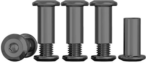 Drenky Tornillos de casquillo negros, M4 x 16 mm, tornillos de conexión de acero inoxidable A2 V2A, 10 unidades (10 tornillos para muebles, 10 tuercas de manguera), tornillo de conexión M4 para