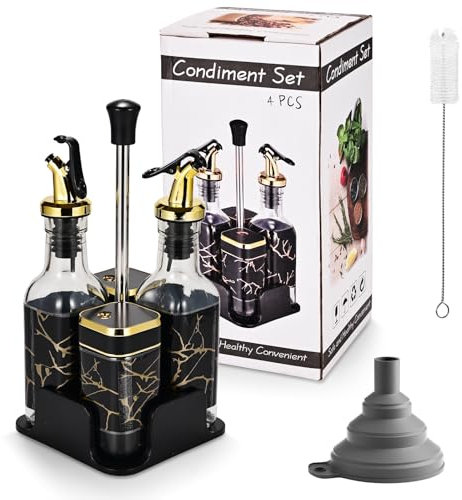 Miorkly Ensemble d'huile vinaigre sel poivre (à partir de 5 pièces), la conception de rotation de la couverture, peut utiliser une variété de méthodes de dumping