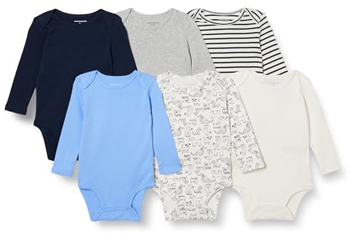 Amazon Essentials Bodies à Manches Longues en Coton Mixte bébé, Lot de 6