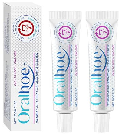 Denture Adhesives,2 PCS False Teeth Adhesive,Thermoplastic Denture Adhesive,Denture Silicone Reline Kit,Improve the Fit,Comfort and Stability of Dentures(20g)