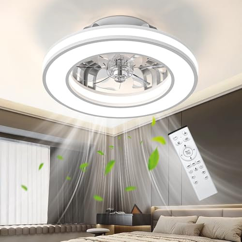Ateroll Ventilateur Plafond avec Lumiere Ø40,64 cm, 3000K-4000K-6500K, 6 Vitesses de Ventilation Réglables avec Télécommande, Minuterie, Mémoire de Lumière, Ventilateur Réversible
