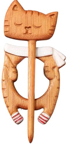 Broche en forme de chat – Broche en bois pour vêtements en forme de chat – Broche légère pour vêtements, pulls en forme d'animal pour rassemblement, voyage, rendez-vous, vie quotidienne, Refer to