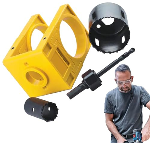 Hogvinnatil Kit de sierra perforadora para cerradura de puerta,Kit de instalación de cerradura de puerta, Juego de sierras perforadoras para de pomo de, de taladro para