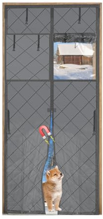 Rideau de porte magnétique à isolation thermique, épais, coupe-vent, imperméable, protection contre le froid, pour salon, garage, chambre à coucher, gris, 90 x 210 cm