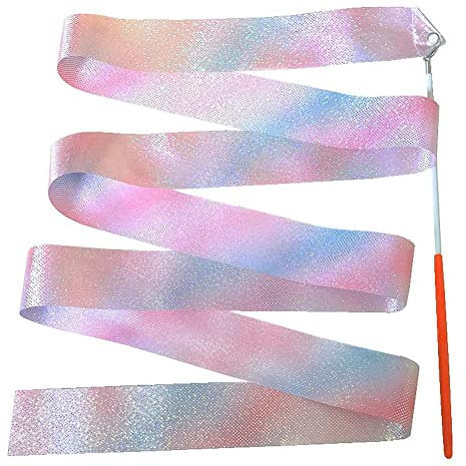 BAFOVY Varita de Banda de Seda para Gimnasia y Baile para Niños, Seda Suave con Colores Brillantes, 2m/4m de Longitud para Danza Artística y Deportes Rítmicos (BAFOVY781bi5g9vp-10326227)
