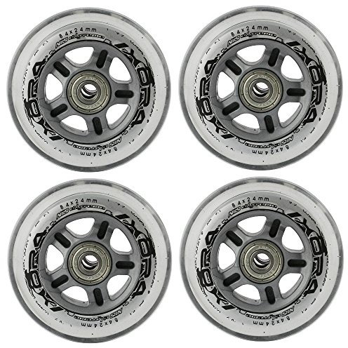 Inliner Rollen, für Freizeit-Skating PU 84mm/82A 4 St. + Lager ABEC7 CHROME 8 St. Nils