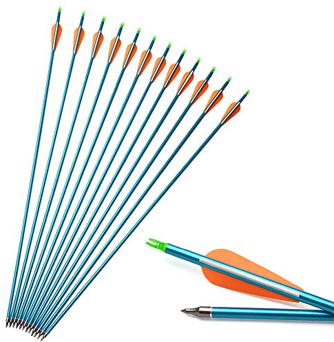 SHARROW 12pcs Aluminiumpfeile 30 Zoll Pfeile aus Aluminium Bolzen Jagd Pfeile Bogenpfeile Aluminium Pfeile für Bogenschießen Recurve Compoundbogen (12)